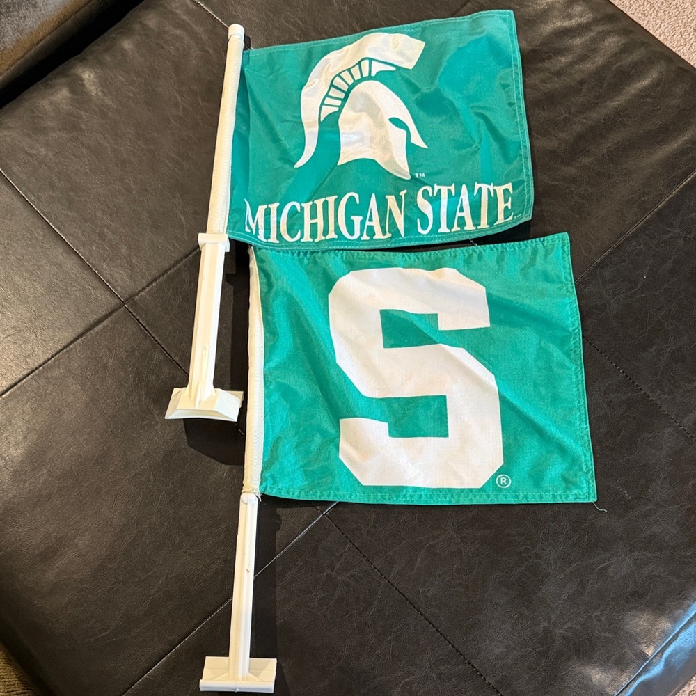 Michigan State Car Flags - Green and White